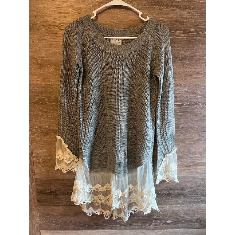 Snidel sweater lace gray SZ Medium sweater Cottagecore Vintage